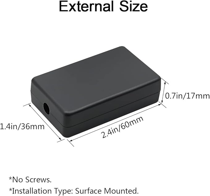 LeMotech 5Pcs ABS Plastic Electrical Project Case Power Junction Box, Project Box Black 2.4 x 1.4 x 0.7 inch (60 x 36 x 17 mm)