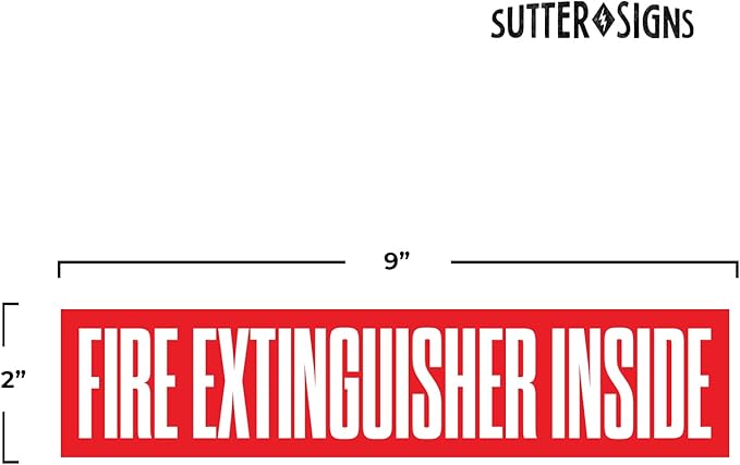 5pk Fire Extinguisher Inside Sticker | Weatherproof Adhesive Decal Signs for Truck, 9" x 2"
