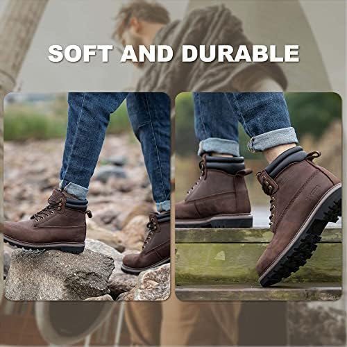 Work Boots for Men Waterproof Soft Toe Non Slip Comfortable Leather Workboots