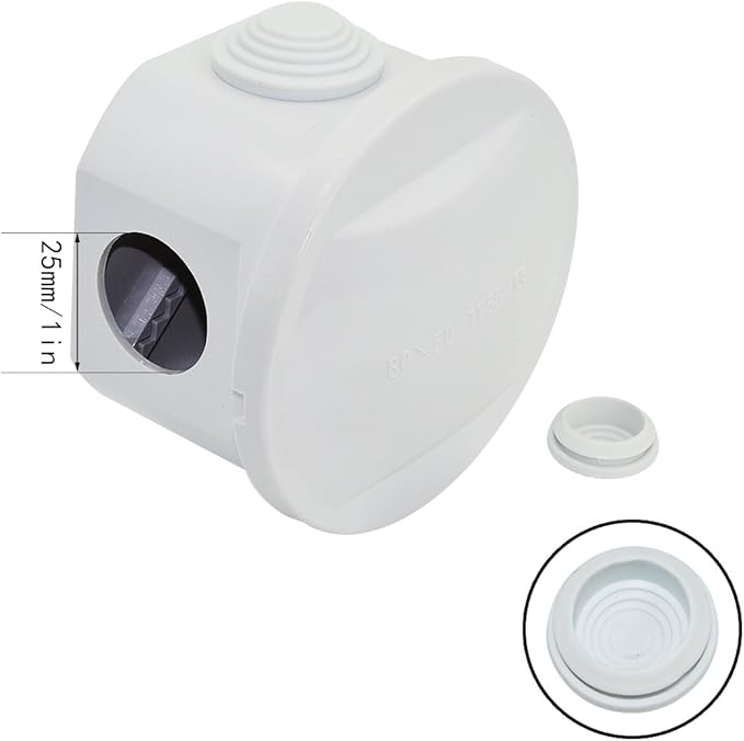 LeMotech Junction Box, ABS Plastic IP55 Water Resistant and Dustproof, Universal Electrical Enclosure, Outdoor and Indoor Project Box D3.1 x H2.4 inch (D80 x H60 mm)