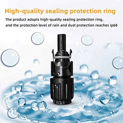 10AWG Solar Panel Connectors IP68 Waterproof 1500V 70A Solid Tinned Copper Terminal Black 5 Pairs for Solar PV Cable(6mm²)