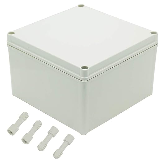Zulkit Junction Box ABS Plastic Dustproof Waterproof IP67 Junction Boxes Universal Electrical Project Enclosure DIY Electronic Project Box Grey 7.87 x 7.87 x 5.12 inch (200 x 200 x 130 mm)