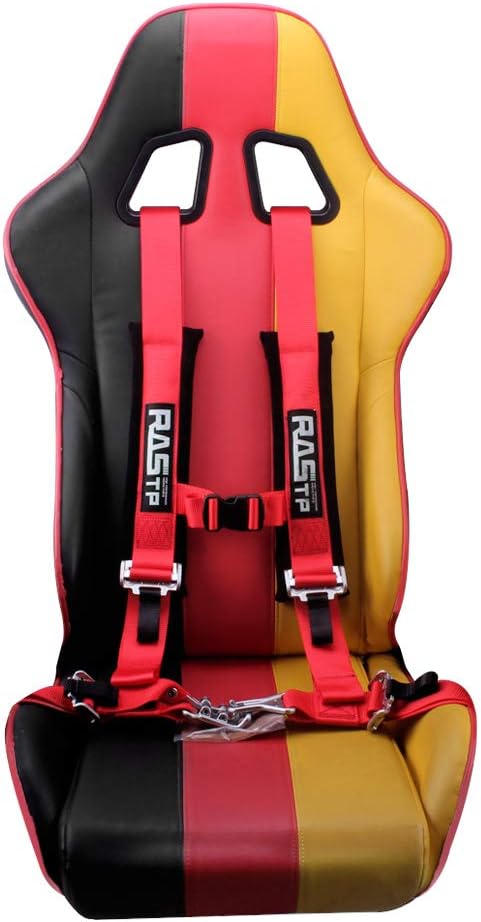 RASTP 4 Point Safety Harness Set with Ultra Comfort Heavy Duty Shoulder Pads,(Pack of 1) (Red)