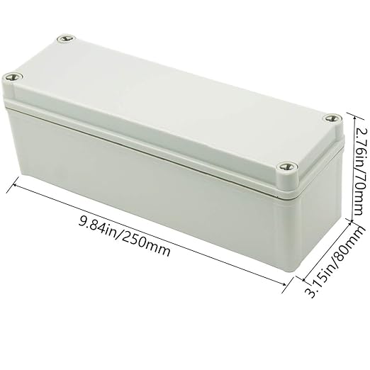 Zulkit Junction Box ABS Plastic Dustproof Waterproof IP67 Junction Boxes Universal Electrical Project Enclosure DIY Electronic Project Box Grey 9.84 x 3.15 x 2.76 inch (250 x 80 x 70 mm)