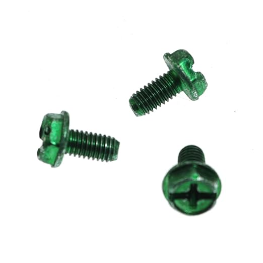 Maxmoral Electrical Box Ground Screws 10-32 x 3/8 in. Hex Head Screw Assortment Slotted Washer Head for Electrical Junction Boxes Metal Outlets Switch Boxes Green