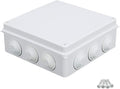 Sunnyglade ABS Plastic Electrical Junction Box IP65 Waterproof Universal Outlet Box Durable Outdoor Electrical Gang Box White （7.9 x 7.9 x 3.1 inch）