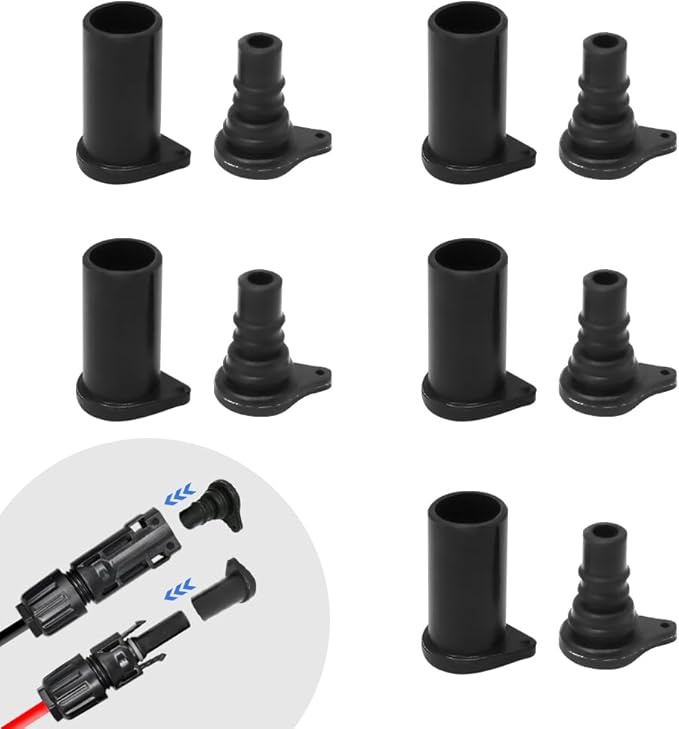 Solar Panel Connector Caps 5 Pairs, IP67 Waterproof Male and Female Cap Dust Plugs for Solar PV Connectors