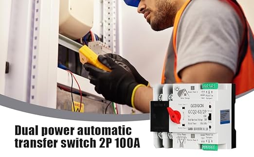 2P 63A 110V Dual Power Automatic Transfer Switch Dual Power Generator Changeover Switch Dual Power Automatic Transfer Switch Din Rail Type 50HZ/60HZ