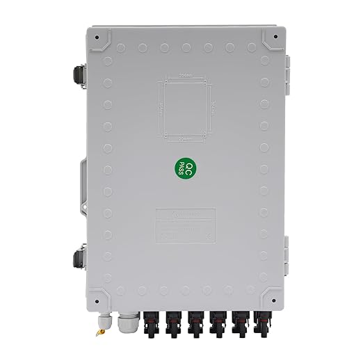 6 String Solar Combiner Box PV Combiner Box with 15A Rated Current Fuse, Surge Protective Device and 63A Air Circuit Breaker for On/Off Grid Solar Panel System (6 String)