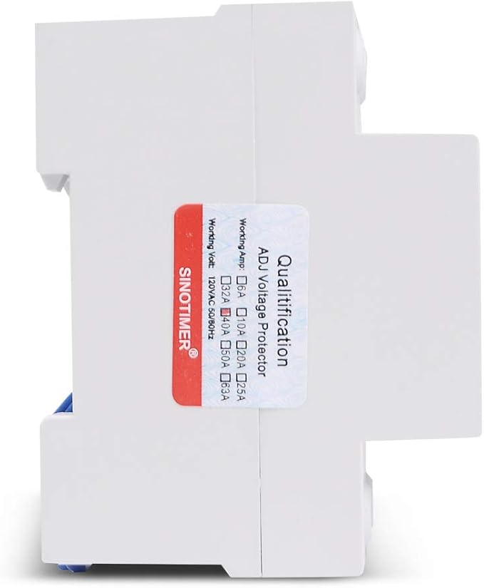 Adjustable Voltage Protector SINOTIMER Surge Protective Relay with 2 LED Displays Overvoltage and Undervoltage Current Limit Devices, 40A Load(Economical), Used in AC120V Residential