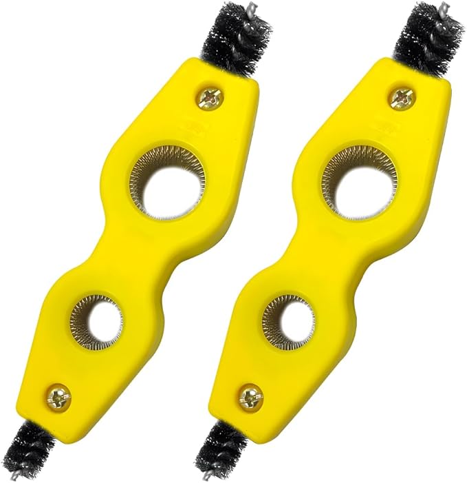 Car Battery Terminal Cleaning Brush, 4 in 1 Steel Wire Brush for Battery Terminal Cleaning, Anti-Corrosion Auto Machine Part Battery Terminal Cleaning Tool, Car Accessories (Yellow 2 PCS)