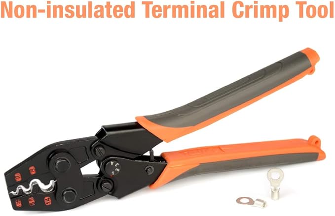 iCrimp Non Insulated Terminal Crimper, AWG 22-6 Ratchet Wire Crimper Tool for Battery Cable Terminal, Copper Butt Connector, Splice Wire Connectors