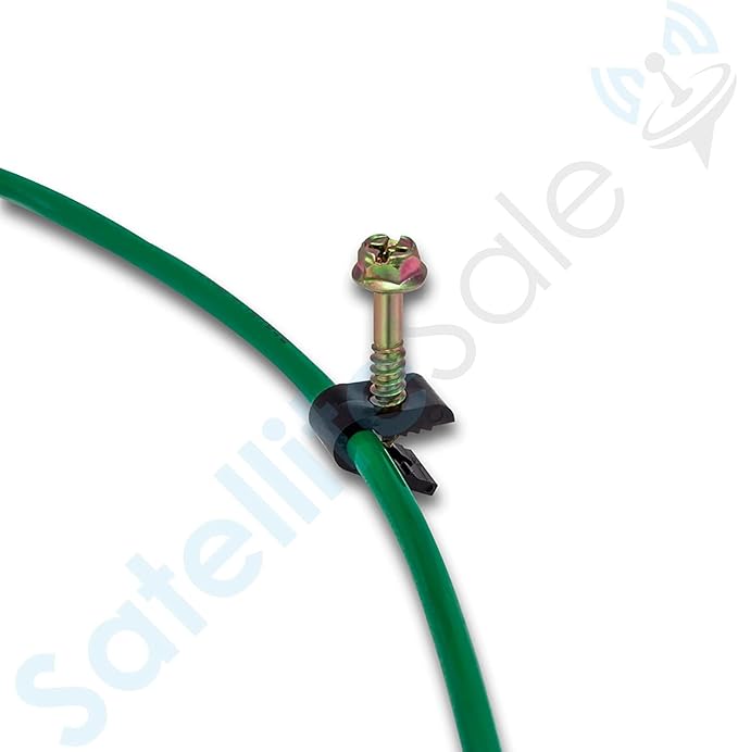 SatelliteSale Single Ground Screw Black Clips for Single Antenna Ground Wire Cable Management 100 Pcs
