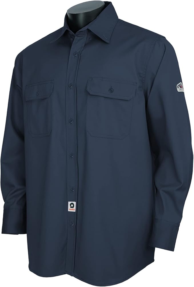 100% Cotton Mens Fr Shirts 7.5oz Flame Resistant Shirts NFPA2112 Men's Fire Retardant Welding Shirts