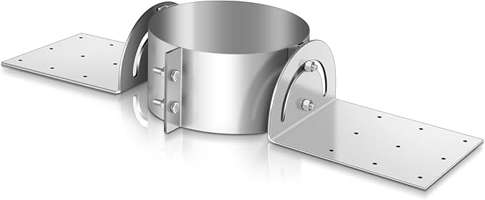 Hicarer 8 Inch Chimney Roof Support Bracket Stove Pipe Roof Brackets Adjustable Galvanized Support Kit with Fixing Holes for Double Wall Insulated Chimney Pipe