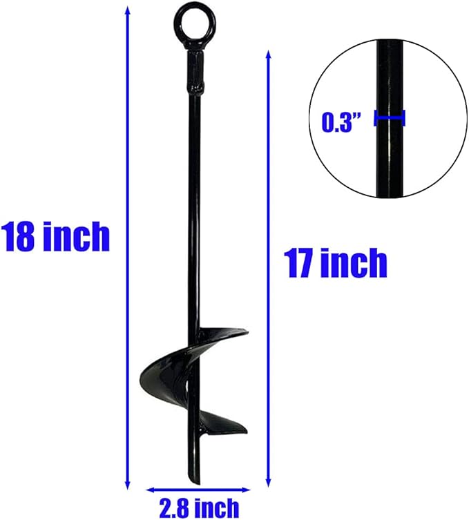Ground Anchor 18 inch Spiral Blade Earth Anchor 4 Pack Kit Heavy Duty Metal Anchor Hook Black Wind Stakes Ideal for Securing Animals,Trampoline,Tree,Shelters,Tents,Canopies,Swing Sets