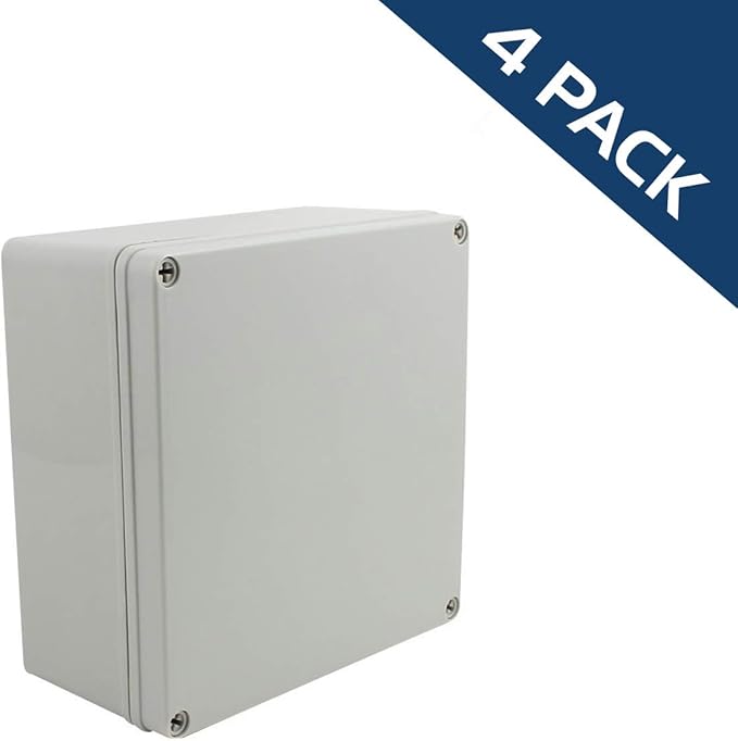 Co. 8" x 8" x 4" Weather & Dust Proof PS Plastic Junction Conduit Box, Electronics enclosure 4 PACK