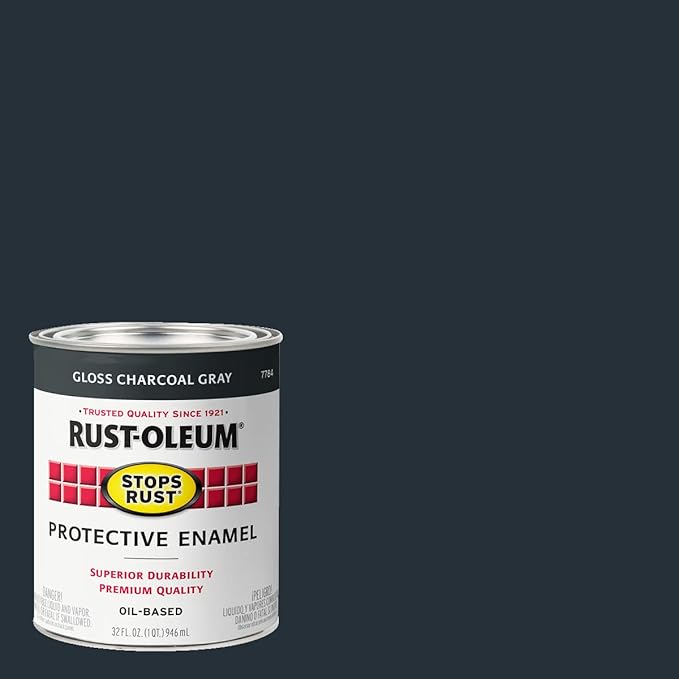 Rust-Oleum 7784502-2PK Stops Rust Brush On Paint, Quart, Gloss Charcoal Gray, (Pack of 2)