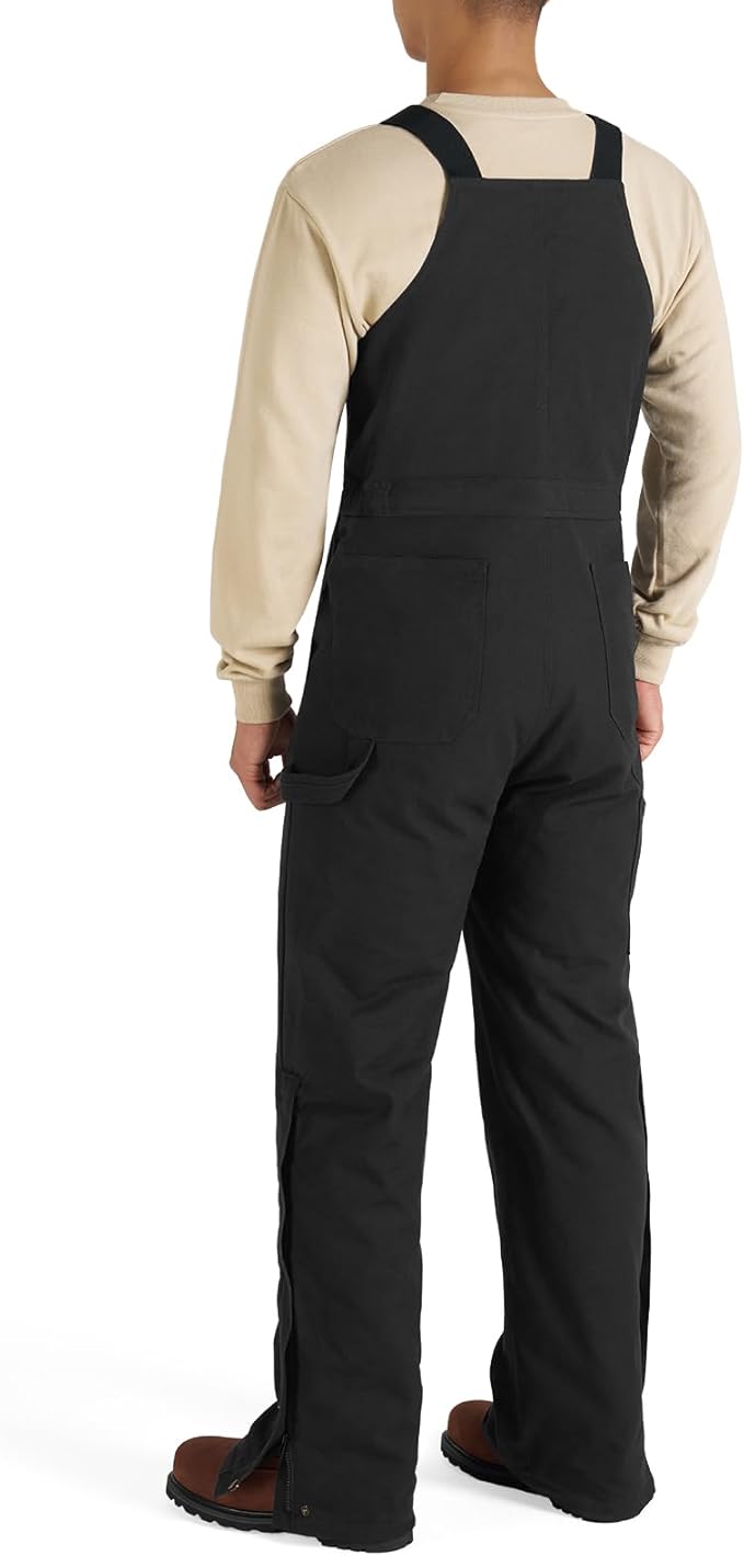 HISEA Men's Insulated Bib Overalls, Winter Water Resistant Duck Canvas Overall, Loose Fit Utility Workwear for Cold Weather
