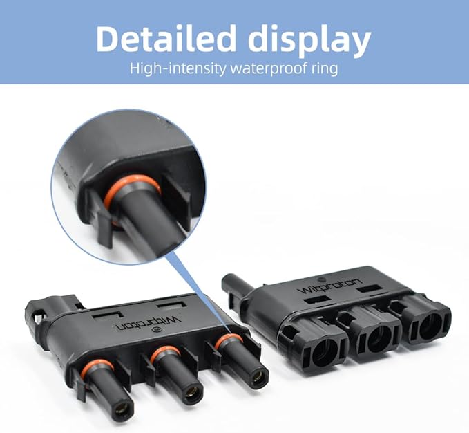 Solar Branch Connector IP68 1500V FMM+MFF, Y Connector for Parallel Connection Between Solar Panels, 1 Pairs (3 to 1)