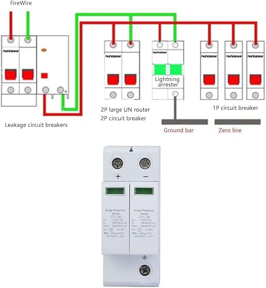 40KA Surge Protective Device, PC Flame Retardant Universal Surge Protection Device with 2P Installation Method for Circuit Breaker