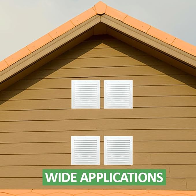 2pcs Attic Vents Gable Vents for Shed Shed Vent Kit with Screen Mesh Square Vent Louvered Vent Grille for Storage Shed Garage Ceiling Exterior Door House Attic (White,10 x 10 Inch)