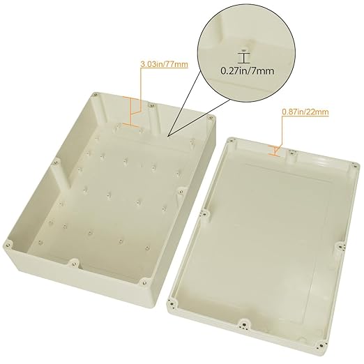 LeMotech Waterproof Dustproof IP65 ABS Plastic Junction Box Universal Electric Project Enclosure Pale Gray 15 x 10.2 x 4.13 inch (380 x 260 x 105 mm)