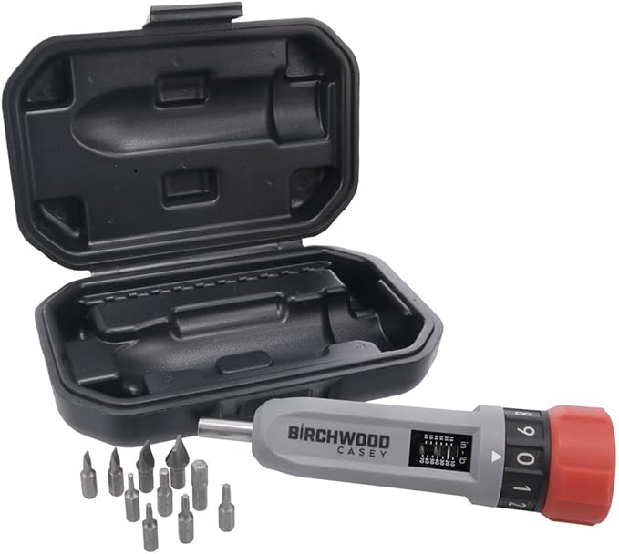 Birchwood Casey Armorer's Tool Kit Wrench | Gunsmithing Adjustable 10 to 70 in-Lb Torque Wrench Set | Flat Blade, Torx, Hex BIts & Case Included