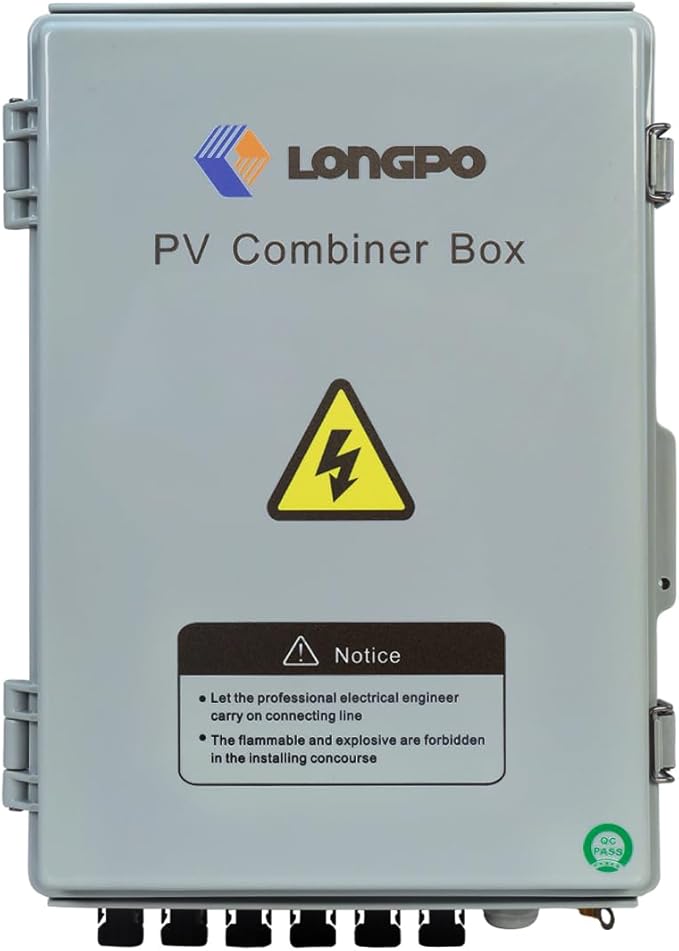 Solar 6 String PV Combiner Box with Lightning Arreste, 15A Rated Current Fuse and 2P 63A Circuit Breakers for On/Off Grid Solar Panel System (6 String PV Combiner Box)