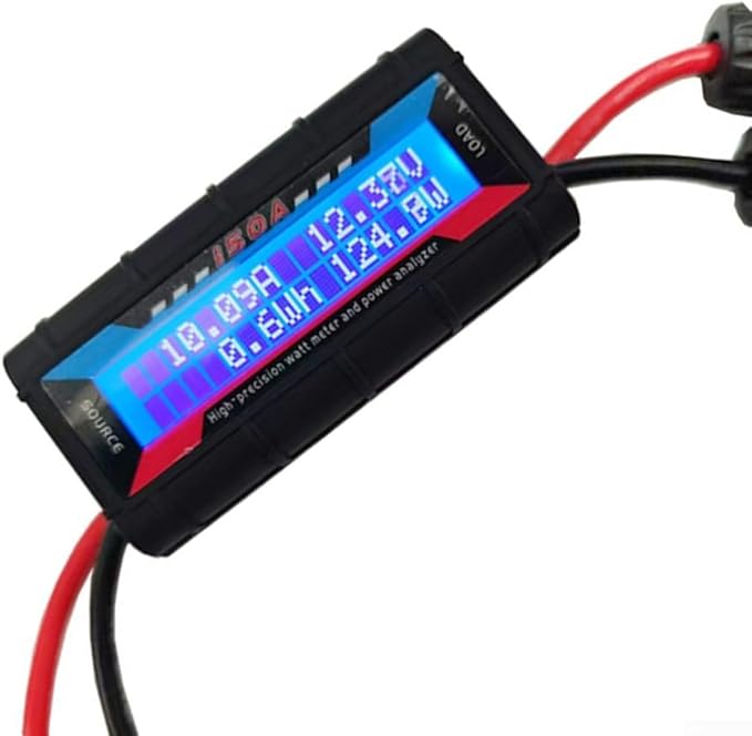 RC Watt Meter Power Analyzer Voltage Amp Meter, Digital LCD Display With Photovoltaic Connector For Solar, Wind Power, Battery Current Measurement 4.8-60V(200A)