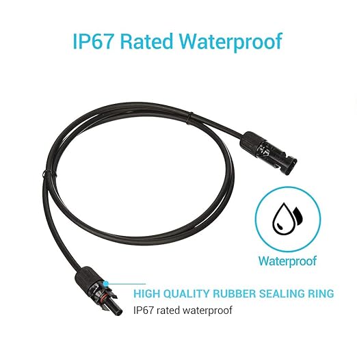 Renogy 5FT 12AWG Panel Connectors Solar Extension Cable, 5FT-12AWG, Black