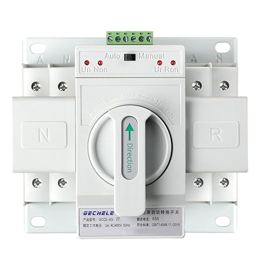 110V 63A 2P Dual Power Automatic Transfer Switch Generator Changeover Switch Mini ATS PV RV Transfer Switch 50HZ/60HZ