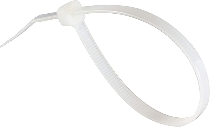 GTSE 8 Inch White/Clear Zip Ties, 100 Pack, 50lb Strength, UV Resistant Strong Nylon Cable Ties, Self-Locking 8" Tie Wraps