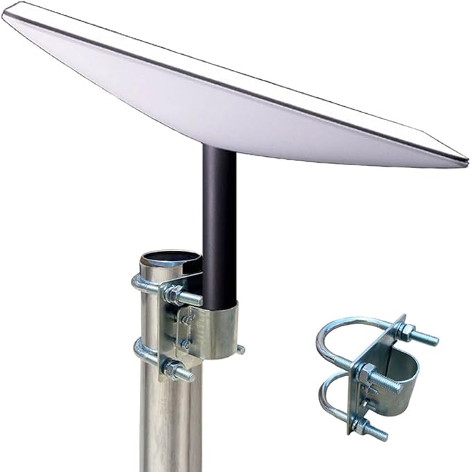 Antenna Mast Pipe Mount Works with Starlink Pipe Adapter and FlagPole Mounting kit,Universal Antenna Steel Pole Mount V-Clamp Bracket Roof Pole Mounting Base