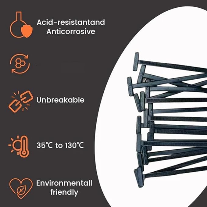 100 pcs Nylon Universal Cable Ties Buckle – Heavy Duty Self-Locking Zip Ties with Pin & Button, UV-Resistant Fasteners for Auto Repair