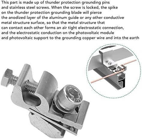 10Pcs Solar Mounting System Grounding Clip Solar Panel Photovoltaic On Coupling Earthing Ground Lug Cable Clamp Ground Clamp with Lay in Lug for Bare Wire and Pipe