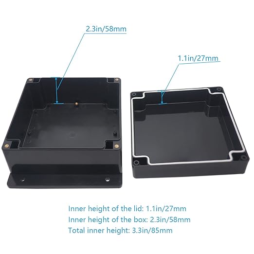 Junction Box, Zulkit Project Box Waterproof Dustproof IP65 ABS Universal Electrical Boxes Enclosure with Fixed Ear Black 6.30 x 6.30 x 3.54 inch (160 x 160 x 90 mm)(Pack of 1)