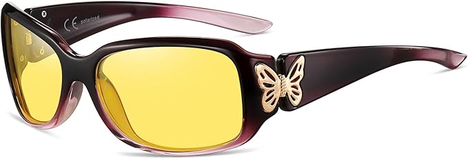 HAOLOTA Night Vision Driving Glasses Women Anti Glare Polarized, Wrap Around Nighttime Safety Glasses UV Protection