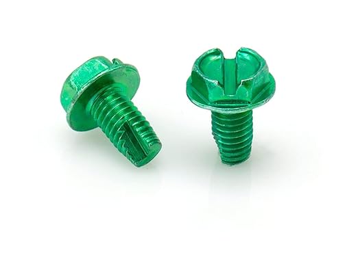 THE CIMPLE CO 1/2 in (13 mm) Self-Tapping Ground Screws - 10-32 Ground Screws - Electrical Grounding - Hex Head - Stainless Steel - Green, 10 Pieces