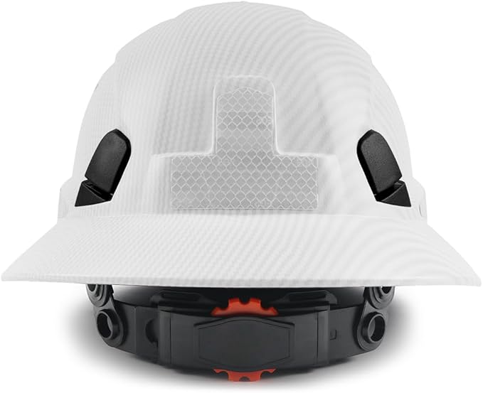 GREEN DEVIL Full Brim Hard Hat Vented Construction Safety Helmet OSHA Approved Cascos De Construccion ABS Work Hardhat for Men&Women 6 Point Adjustable Ratchet Suspension Custom Pattern Design