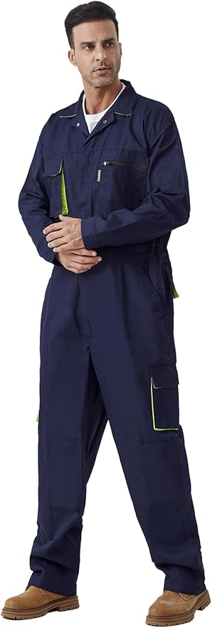 Men's Work Coverall Long Sleeves Overalls Mechanics Coveralls Workwear Jumpsuit with Multi Pockets
