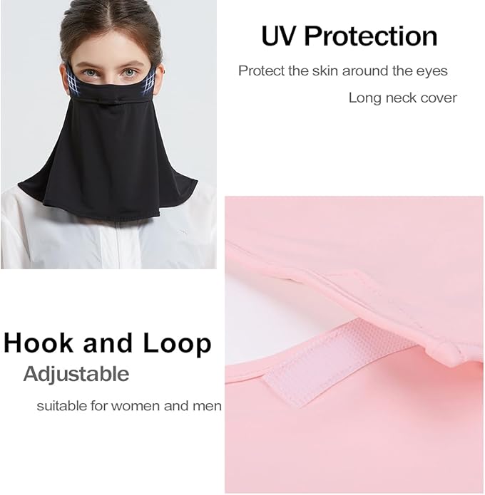 UPF 50+ Unisex Breathable Cooling Face Cover Sun UV Protection Earloop Neck Gaiter Scarf for Summer Outdoor Activities