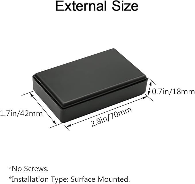LeMotech Project Box, 5 Pieces ABS Electrical Box Small Junction Box for Electronics PCB Case,Electronic Hobby Box Black, Outside Size 2.8 x 1.7 x 0.7 inch (70x 42x 18 mm)