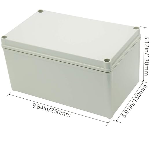 Zulkit Junction Box ABS Plastic Dustproof Waterproof IP67 Junction Boxes Universal Electrical Project Enclosure DIY Electronic Project Box Grey 9.84 x 5.91 x 5.12 inch (250 x 150 x 130mm)
