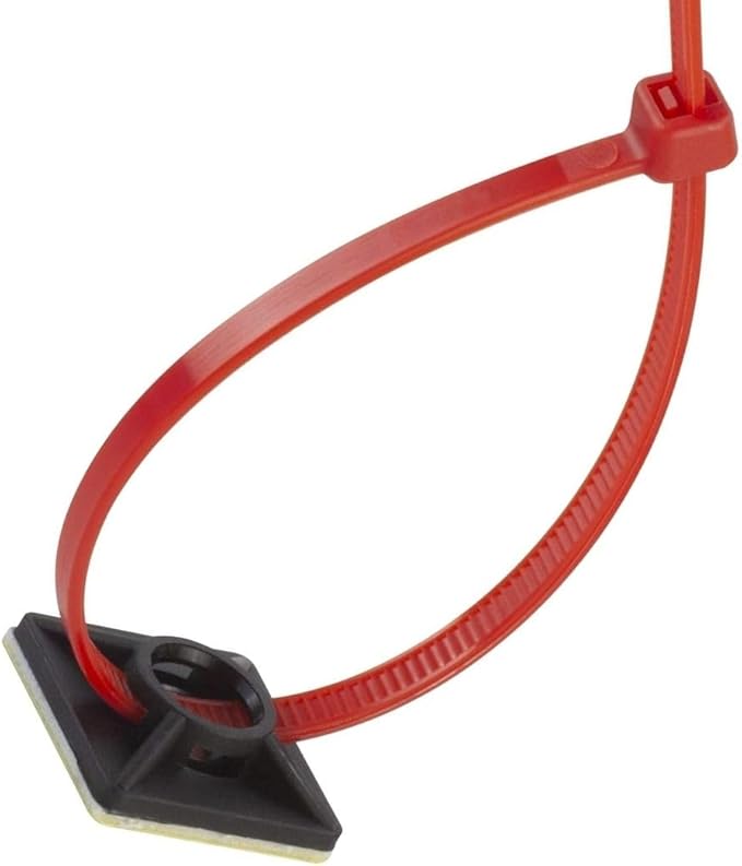 GTSE 100 Pack Black Zip Tie Mounts, 3/4" Adhesive Mounting Squares, Cable Tie Mount, Cable Clips Organizer Holders, Zip Tie Anchor for Wire Bundles, UV Resistant Tie Wrap Bases