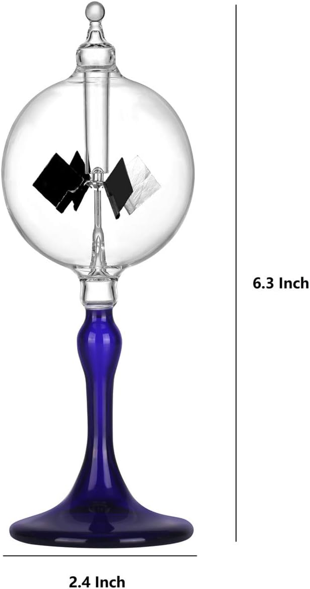 Medium Blue Solar Power Radiometer Crookes Spinning Vanes Glass Windmill Gift Home Desk Decoration M