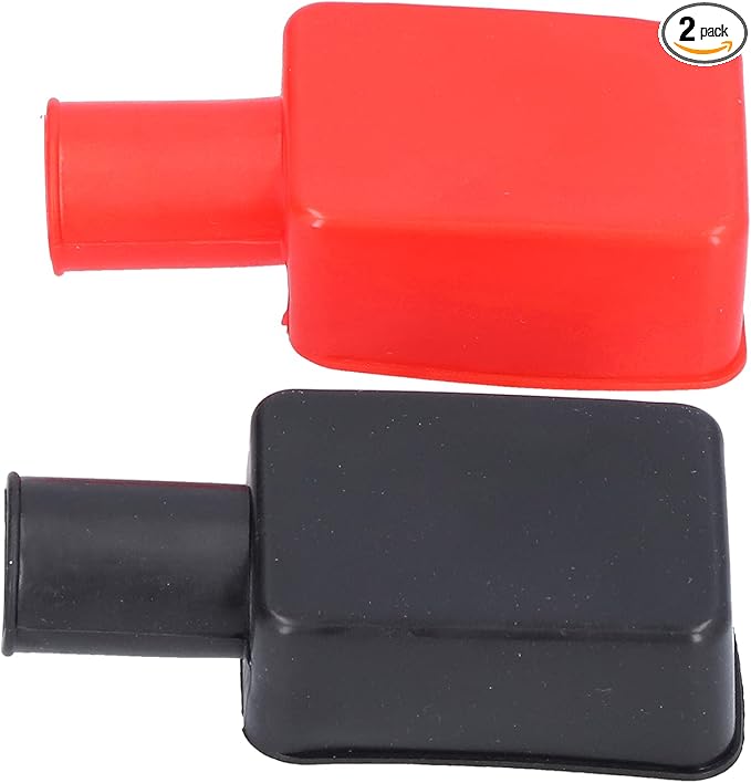 2Pcs Battery Terminal Protector, Universal Battery Terminal Cover, Rubber Battery Terminal Covers, Positive Negative Battery Post Cover Cap for Car Motorcycle Truck Boat
