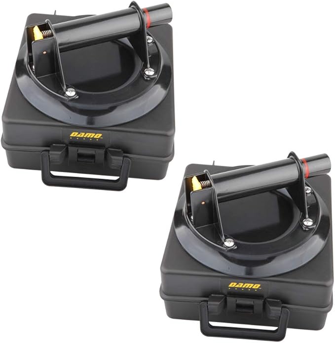 A Pair of DAMO 8" Vacuum Suction Cups for Glass & Granite Lifting,Heavy Duty Glass Lifter, Suction Cup with Hand Pump,with Free Case