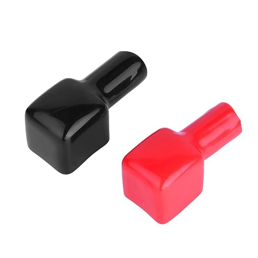 Marine Battery Terminal Covers, Flexible Soft Plastic Red & Black Positive and Negative, Marine Battery Boots, Universal Fit for Boats, RVs, Motorcycles, Carts, and Generators