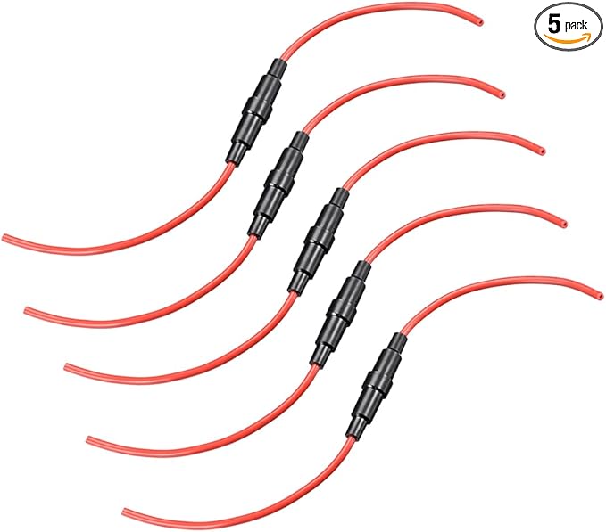 uxcell Inline Screw Type Fuse Holder 14 Gauge AWG 5Pcs for 5mm x 20mm Tube Fuse